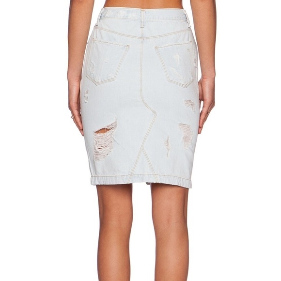 Rag and Bone Denim Jean Mini Skirt Shredded Light Wash Distressed High Rise - Picture 11 of 11